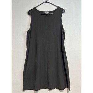Spirit Activewear Shift Dress Womens Large Black 100% Linen Minimalist Beachy